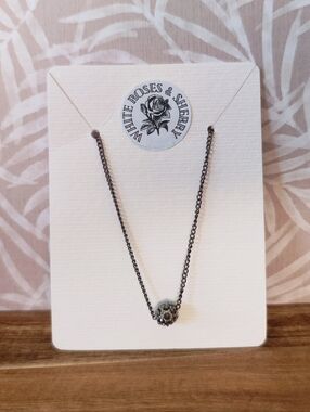 White Roses & Sherry | Gunmetal Studded Orb Necklace | Nickel Free